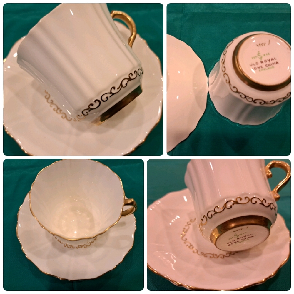 A really gorgeous royal gold white bone china w gold trim from England